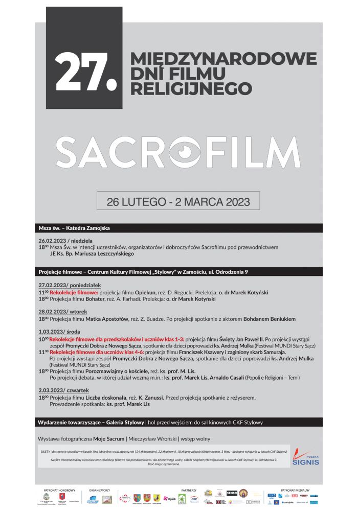 Plakat 26. Międzynarodowe Dni Filmu Religijnego SACROFILM